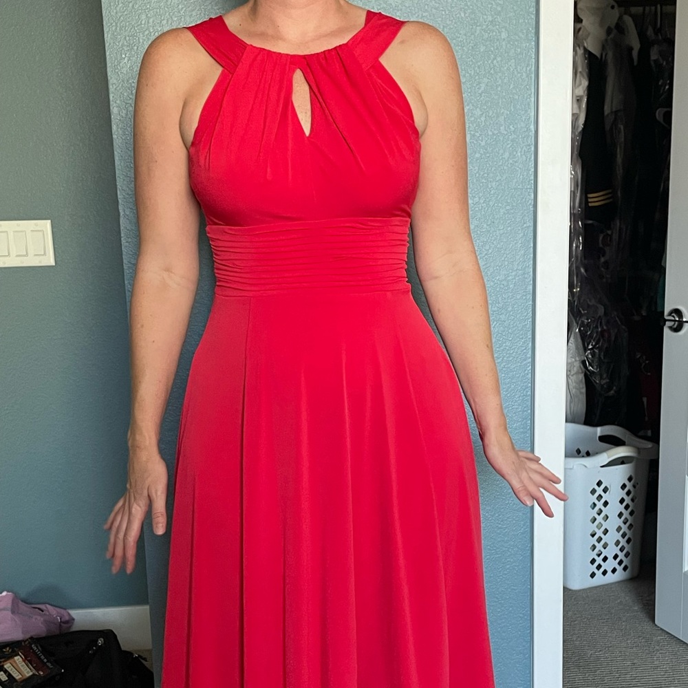 Red high low elegant dress
